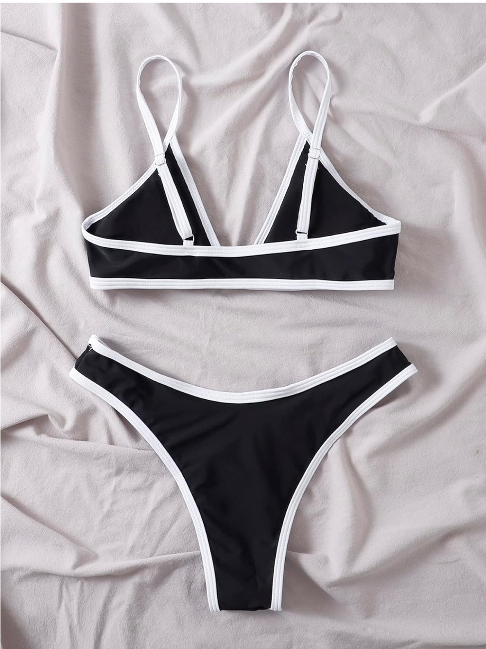 Black & White Contrast Triangle Bikini - Women Swim - Picture 2 of 5